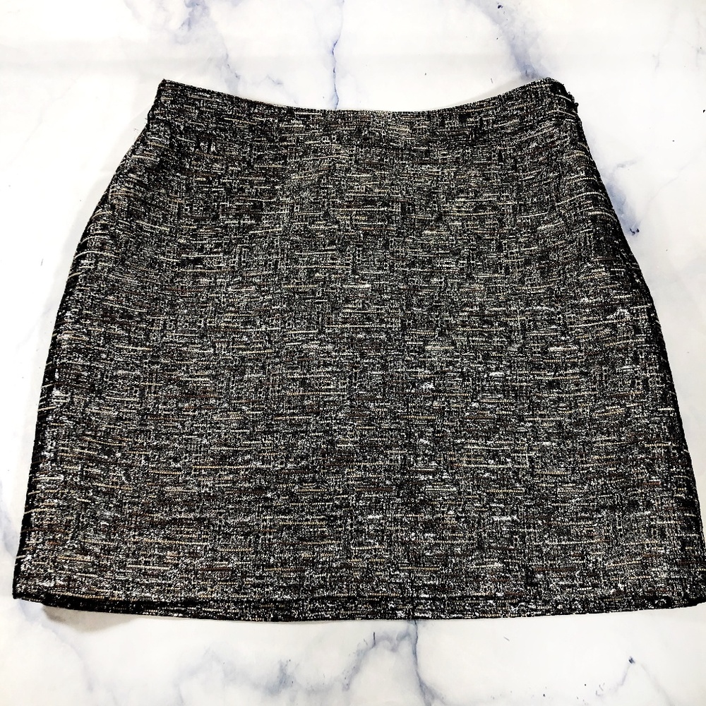 Banana Republic Metallic Silver Brown Tweed Skirt - Picture 1 of 8